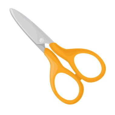 Karikatür tarzı turuncu saplı makas. Vektör çizim