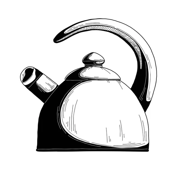 Реалистичный Эскиз Чайника Векторная Иллюстрация — стоковый вектор