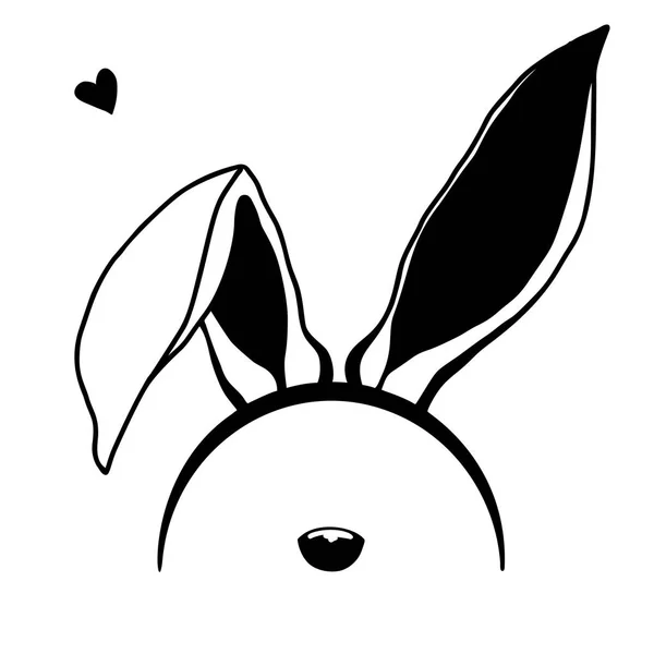 用鼻子素描兔子的耳朵 复活节兔子向量 — 图库矢量图片