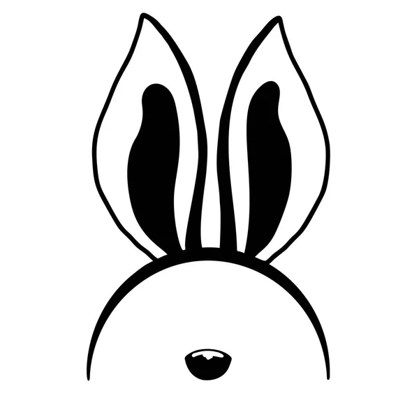 Boceto Orejas Conejo Con Una Nariz Conejito Pascua Vector — Archivo Imágenes Vectoriales