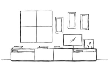 Kroki duvar Tv. vektör çizim altında