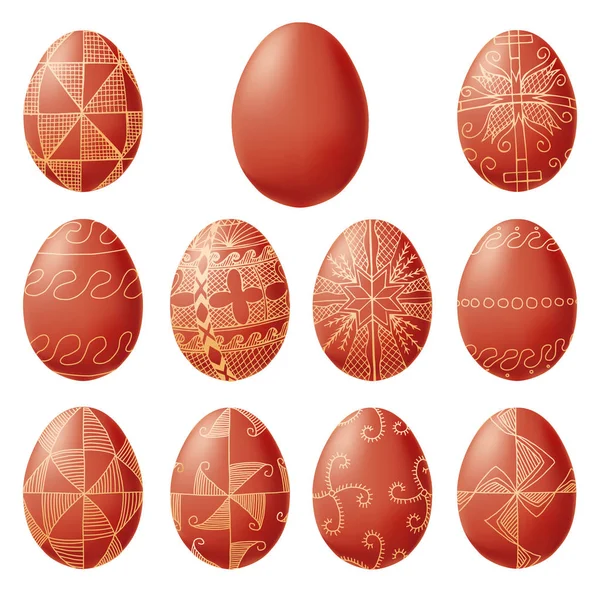 Oeufs Pâques Isolés Sur Fond Blanc Illustration Vectorielle Style Croquis — Image vectorielle