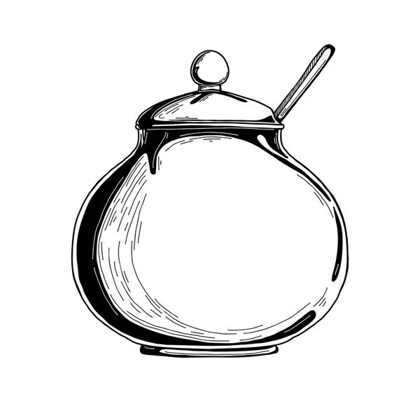 Realistic Sketch Sugar Bowl Vector Illustration — Stock Vector