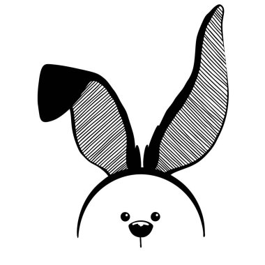 Tavşan kulakları bir namlu ile kroki. Paskalya tavşanı.