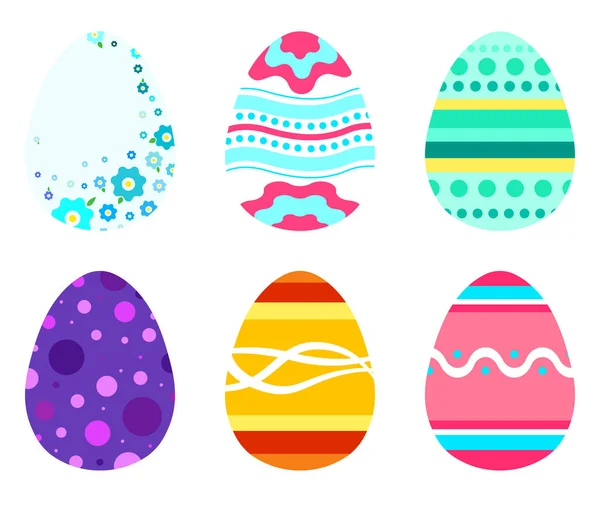 Ensemble d'œufs de Pâques de différentes couleurs. Vecteur — Image vectorielle