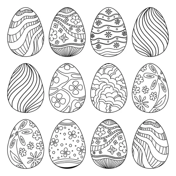 Conjunto de diferentes huevos de Pascua. Ilustración vectorial . — Archivo Imágenes Vectoriales