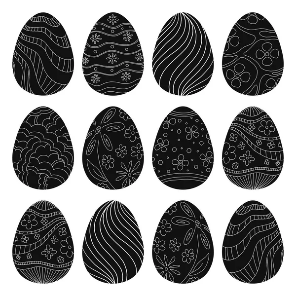 Ensemble de différents œufs de Pâques. Illustration vectorielle . — Image vectorielle