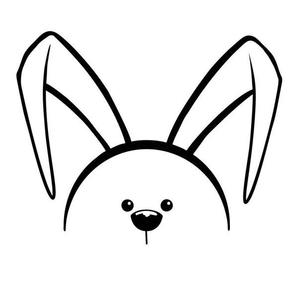 Skiss kanin öron med en munkorg. Påskharen. — Stock vektor