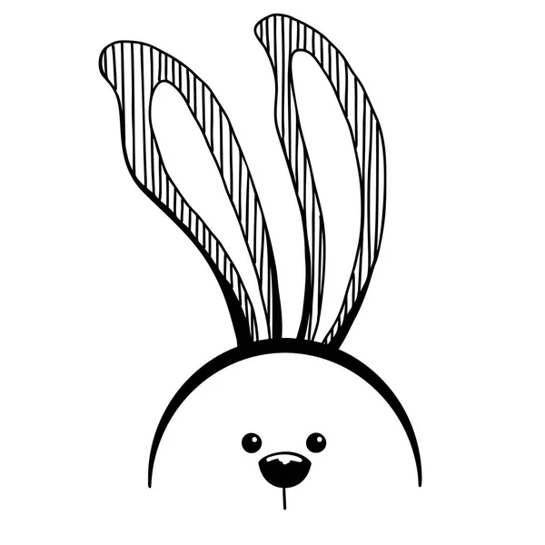 Croquis oreilles de lapin avec un museau. Lapin de Pâques. Vecteur — Image vectorielle