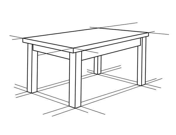 Esbozo realista de la mesa en perspectiva. Vector — Archivo Imágenes Vectoriales