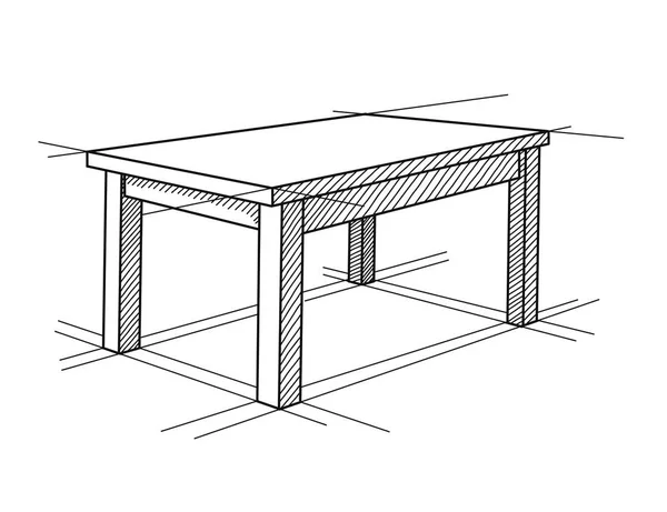 Esbozo realista de la mesa en perspectiva. Vector — Vector de stock