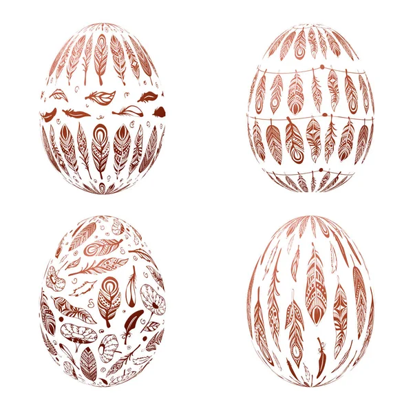 Oeufs de Pâques isolés sur fond blanc. Vecteur — Image vectorielle