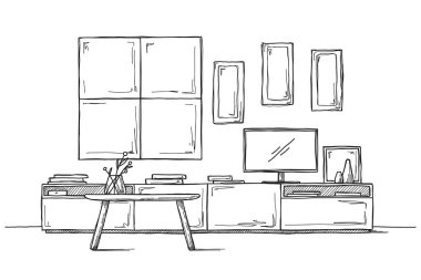 Kroki duvar Tv. vektör altında