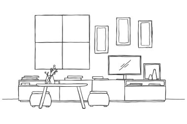 Kroki duvar Tv. vektör altında