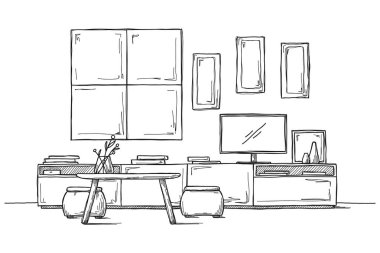 Kroki duvar Tv. vektör altında