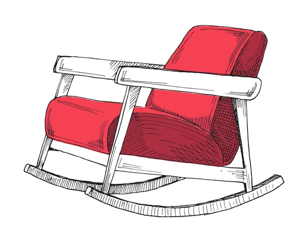 Sedia a dondolo isolata su sfondo bianco. Disegna una sedia comoda. Vettore — Vettoriale Stock