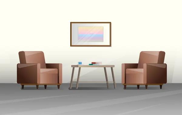 Interiören i en platt stil. Möbler för vardagsrummet. Vektor — Stock vektor