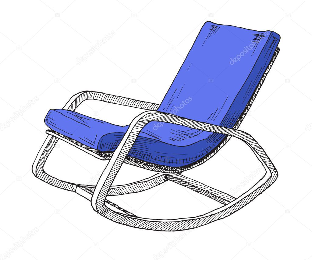 Rocking chair isolated on white background. Sketch a comfortable chair. Vector