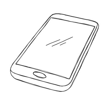 Akıllı telefon çizin. Telefon beyaz bir arka planda izole edilir. Vektör