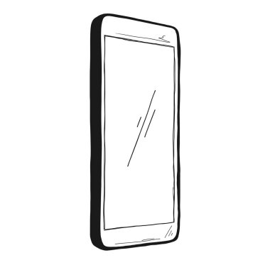 Akıllı telefon çizin. Telefon beyaz bir arka planda izole edilir. Vektör