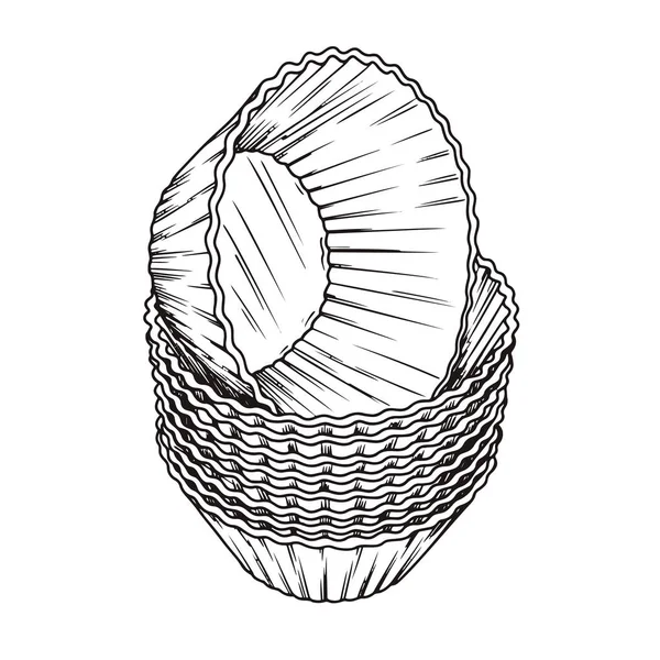 Croquis formes silicone pour muffin de cuisson isolé sur fond blanc . — Image vectorielle