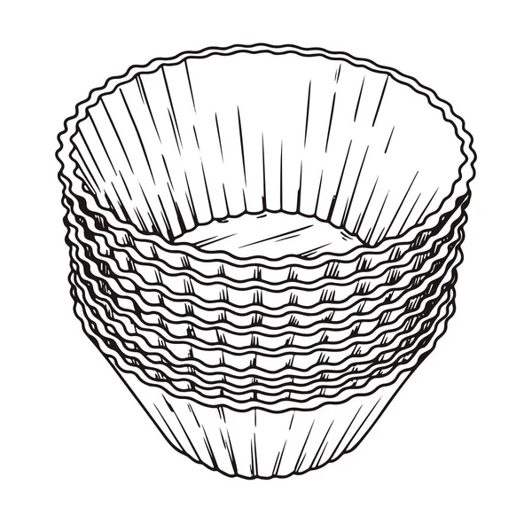 Ескіз силіконових форм для приготування мафіни ізольовані на білому тлі . — стоковий вектор