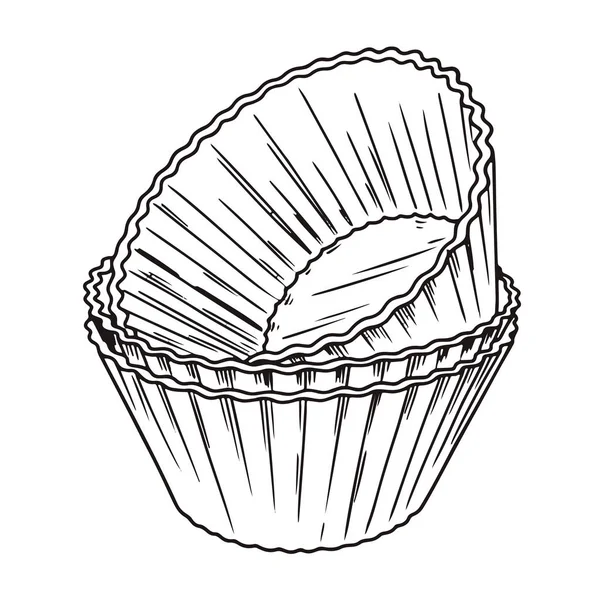 Croquis formes silicone pour muffin de cuisson isolé sur fond blanc . — Image vectorielle