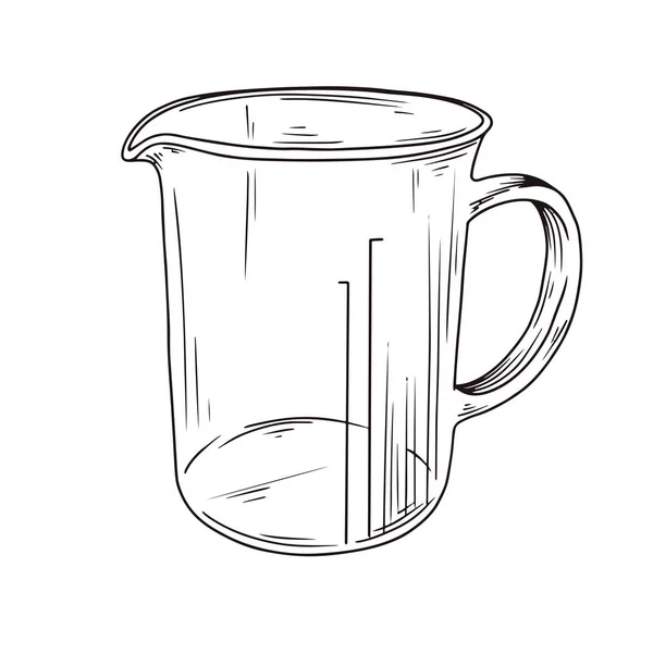 Boceto cocina taza de medir. Ilustración vectorial en estilo de boceto — Vector de stock