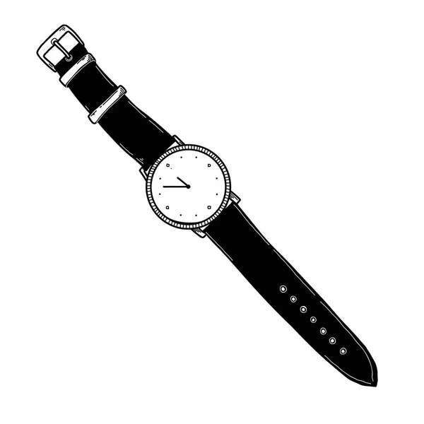 Croquis réaliste d'une montre. Montres-bracelets sur le bracelet . — Image vectorielle