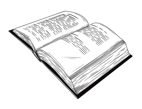 Ρεαλιστικό σκίτσο ενός ανοιχτού βιβλίου. Το βιβλίο είναι απομονωμένο σε λευκό φόντο. Διάνυσμα — Διανυσματικό Αρχείο