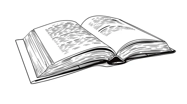 Açık bir kitabın gerçekçi çizimi. Kitap beyaz bir arka planda izole edilir. Vektör