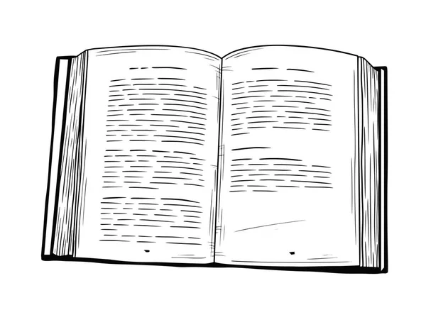 Esbozo realista de un libro abierto. El libro está aislado sobre un fondo blanco. Vector — Vector de stock