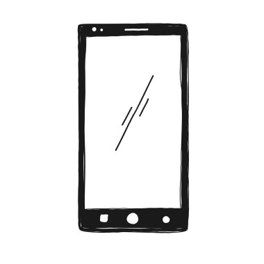 Akıllı telefon çizin. Telefon beyaz arka planda yalıtılmış.