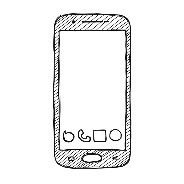 Sketch smartphone. El teléfono está aislado sobre un fondo blanco. Vector — Vector de stock