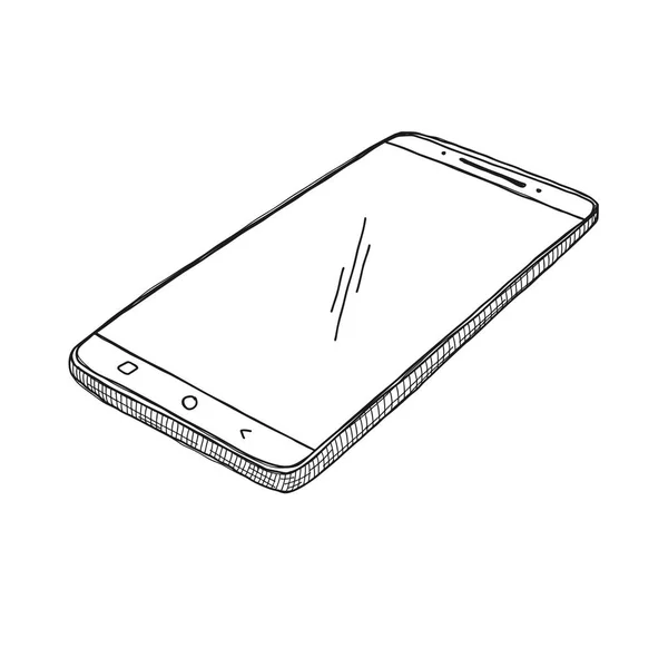 Skizze Smartphone. das Telefon ist auf weißem Hintergrund isoliert. Vektor — Stockvektor