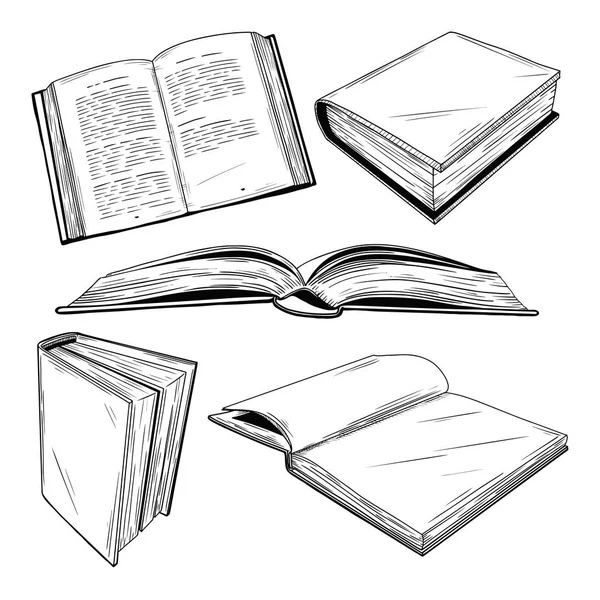 Set of different books on a white background. Vector illustration — Stock Vector