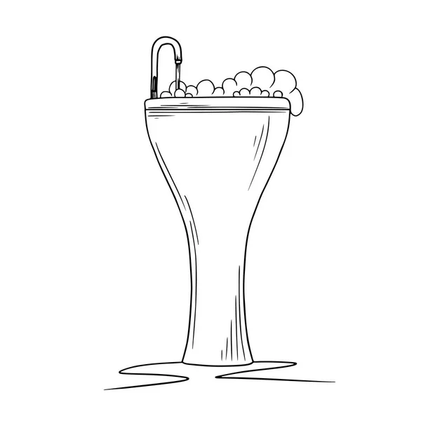 白い背景に泡が付いている陶磁器の洗面台。蛇口付き漫画のシンク. — ストックベクタ