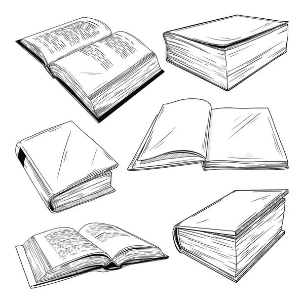 Set di libri diversi su sfondo bianco. Illustrazione vettoriale — Vettoriale Stock