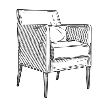 Beyaz arka planda izole edilmiş gerçekçi çizim koltuğu. Vektör illüstrasyonu