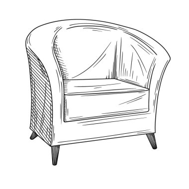 Beyaz arka planda izole edilmiş gerçekçi çizim koltuğu. Vektör illüstrasyonu