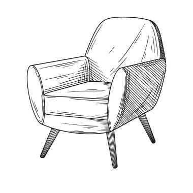 Beyaz arka planda izole edilmiş gerçekçi çizim koltuğu. Vektör illüstrasyonu