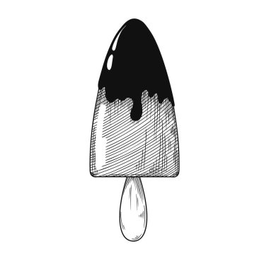 Çubuğun üzerindeki dondurmanın gerçekçi bir taslağı. Vektör illüstrasyonu