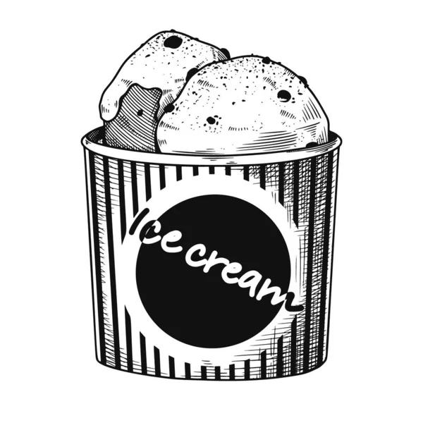 Realistický náčrt zmrzliny ve váze. Vektorová ilustrace — Stockový vektor