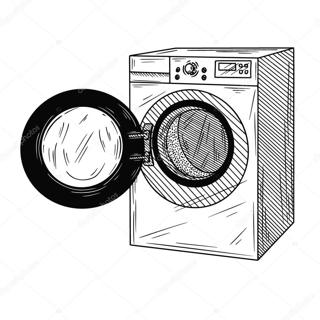Washing machine isolated on white background. Vector illustration