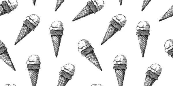 Patrón Sin Costuras Con Helado Helado Realista Ilustración Vectorial Estilo — Archivo Imágenes Vectoriales