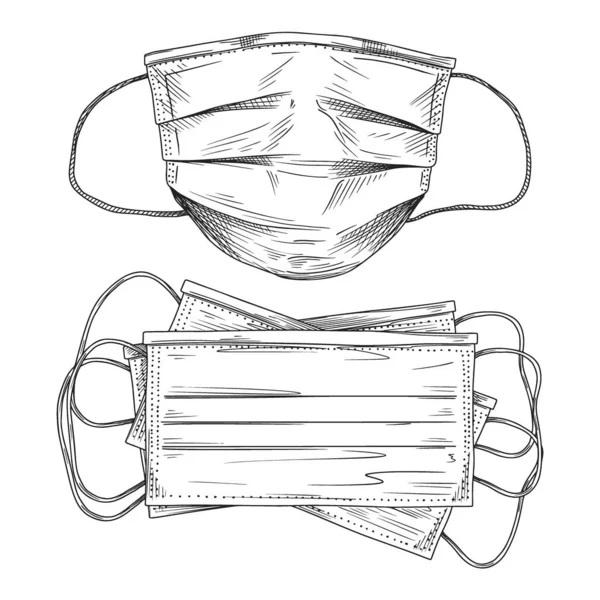 Mascarilla Médica Quirúrgica Que Protege Enfermedades Aerotransportadas Virus Coronavirus Defensa — Archivo Imágenes Vectoriales