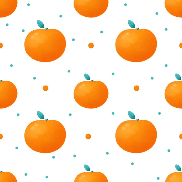 Orangen Mandarinen Auf Weißem Hintergrund Nahtloses Muster — Stockfoto