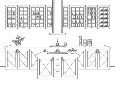 El yapımı mutfak. Robot resim biçiminde vektör illüstrasyonu.