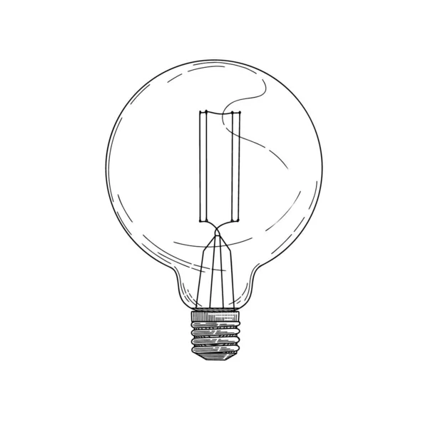 Sketch Lightbulb Isolated White Background Vector Illustration — Stock Vector