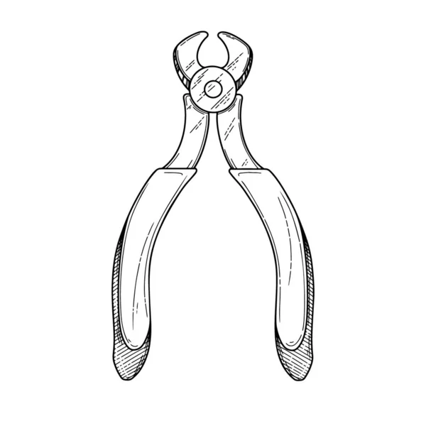 Клещи Клещи Ручной Инструмент Изолирован Белом Фоне Векторная Иллюстрация — стоковый вектор